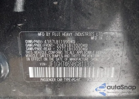 2008 Subaru Impreza Wrx from USA, damaged, VIN JF1GH74698G811335